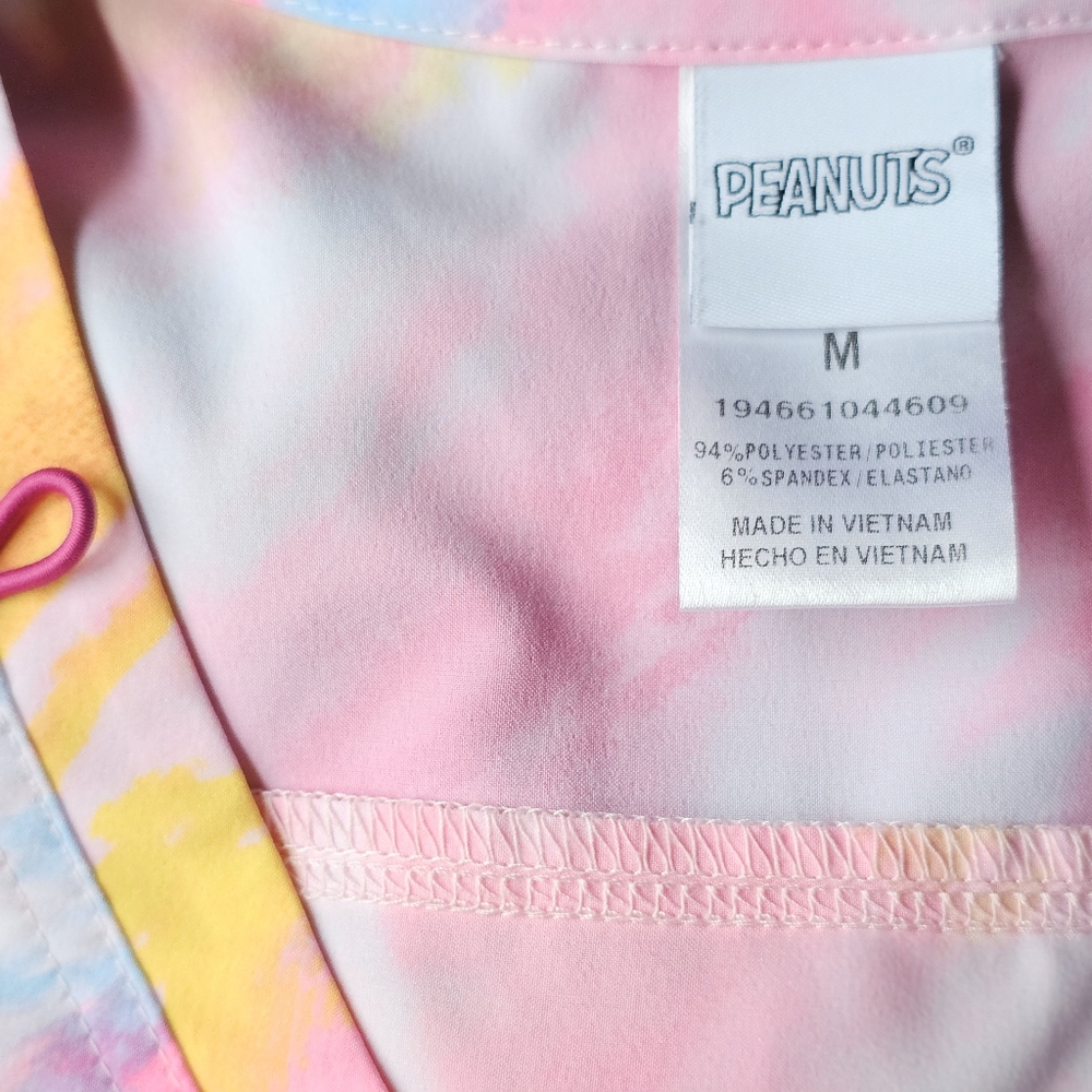 Tie-Dye Snoopy & Charlie Brown V-Neck Scrub Top - Pink Multi - Picture 2 of 10